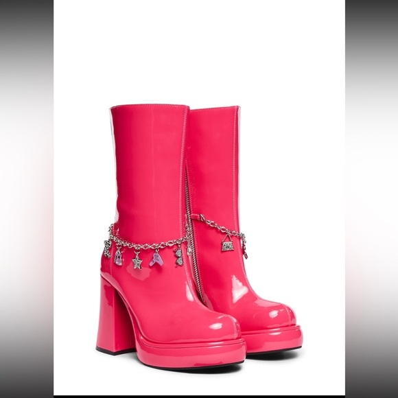 DOLLS KILL pink charmed platform boots - Picture 3 of 5